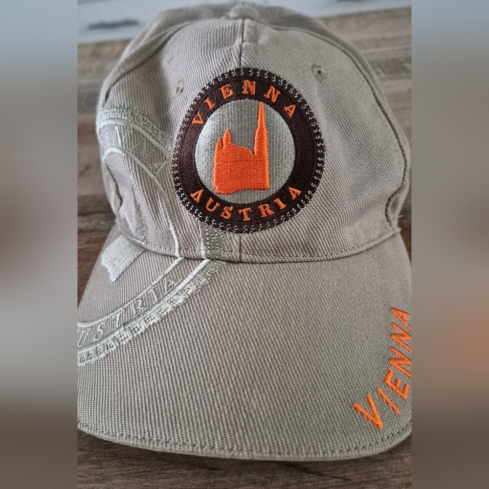 Vienna Austria Beige and Orange Cap 9" Diameter